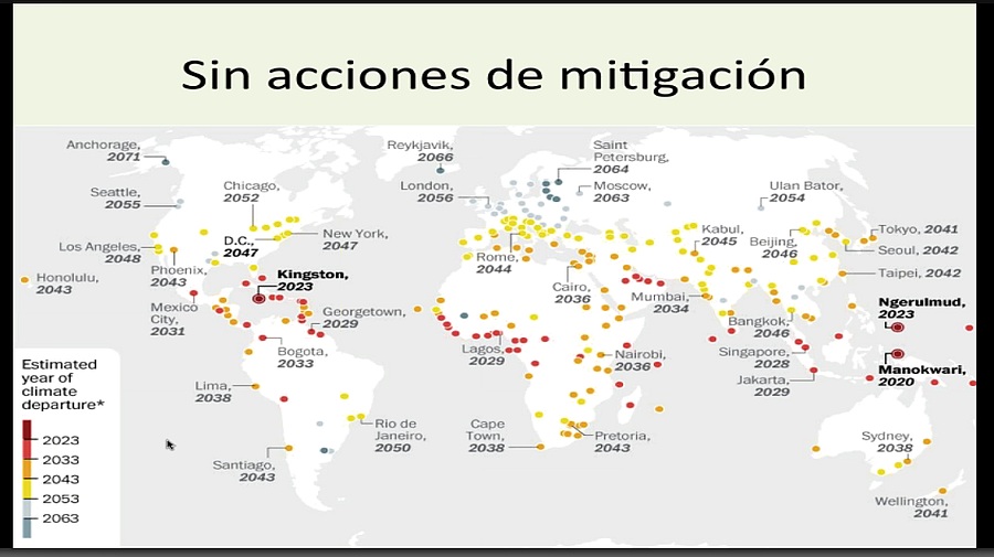 Ciudades sin acciones de mitigación contra el cambio climático. Gráfico: http://conexioncop.com/